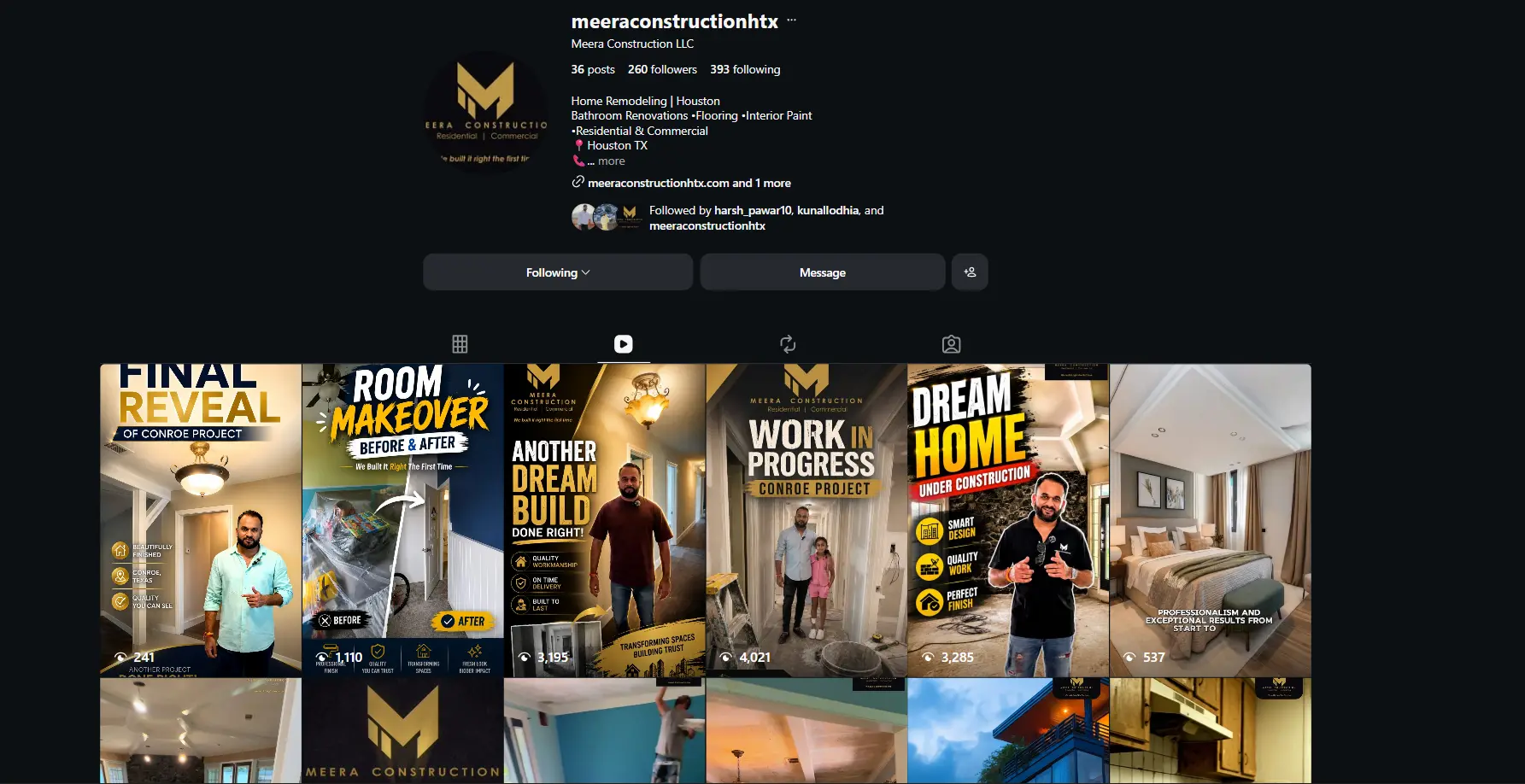 Meera Construction website preview
