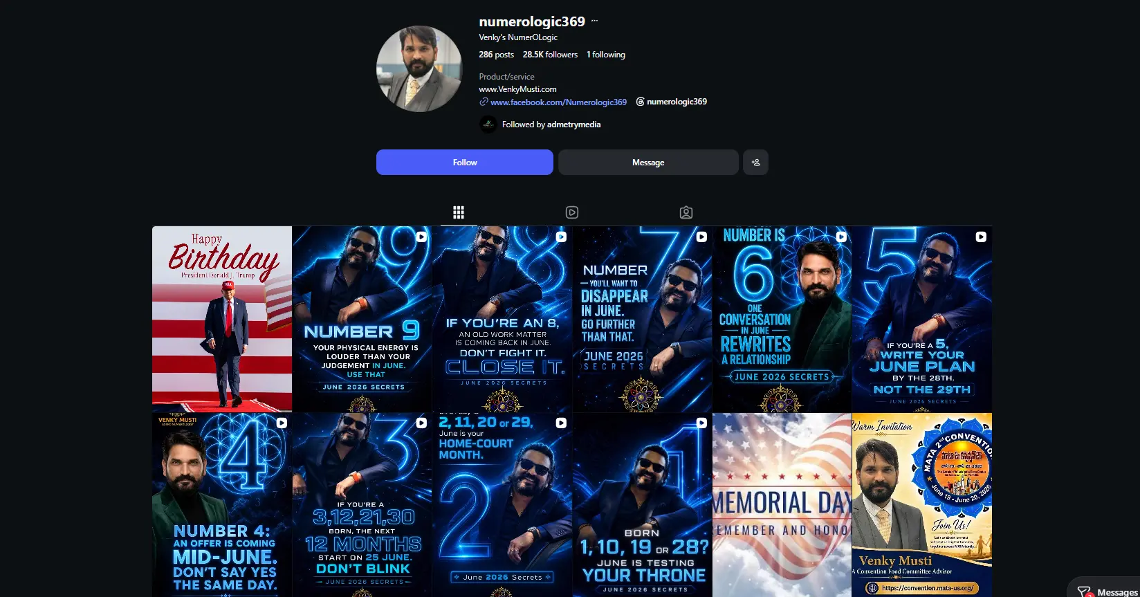 Venky's Numerology website preview
